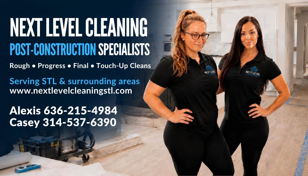 Alexis and Casey of Next Level Cleaning STL providing post-construction cleaning services